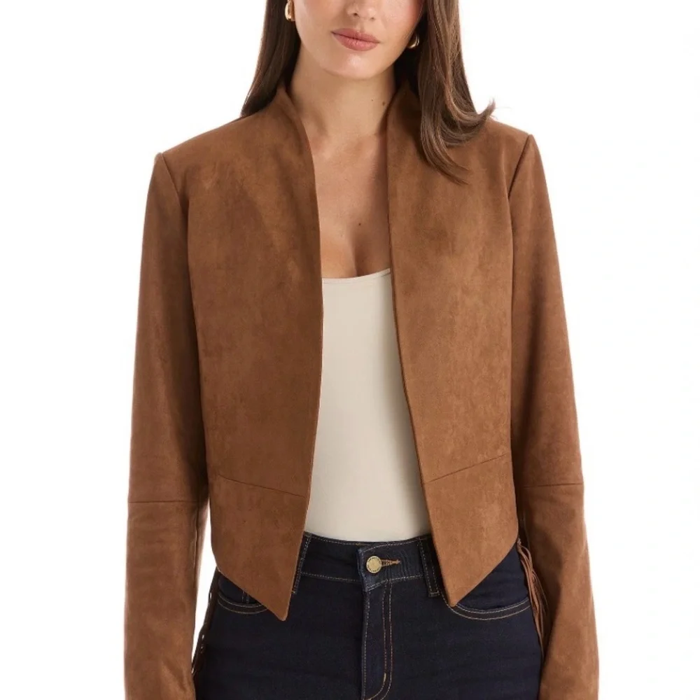 BCBG genuine camel/ginger Suede jacket size M EUC - Picture 1 of 4